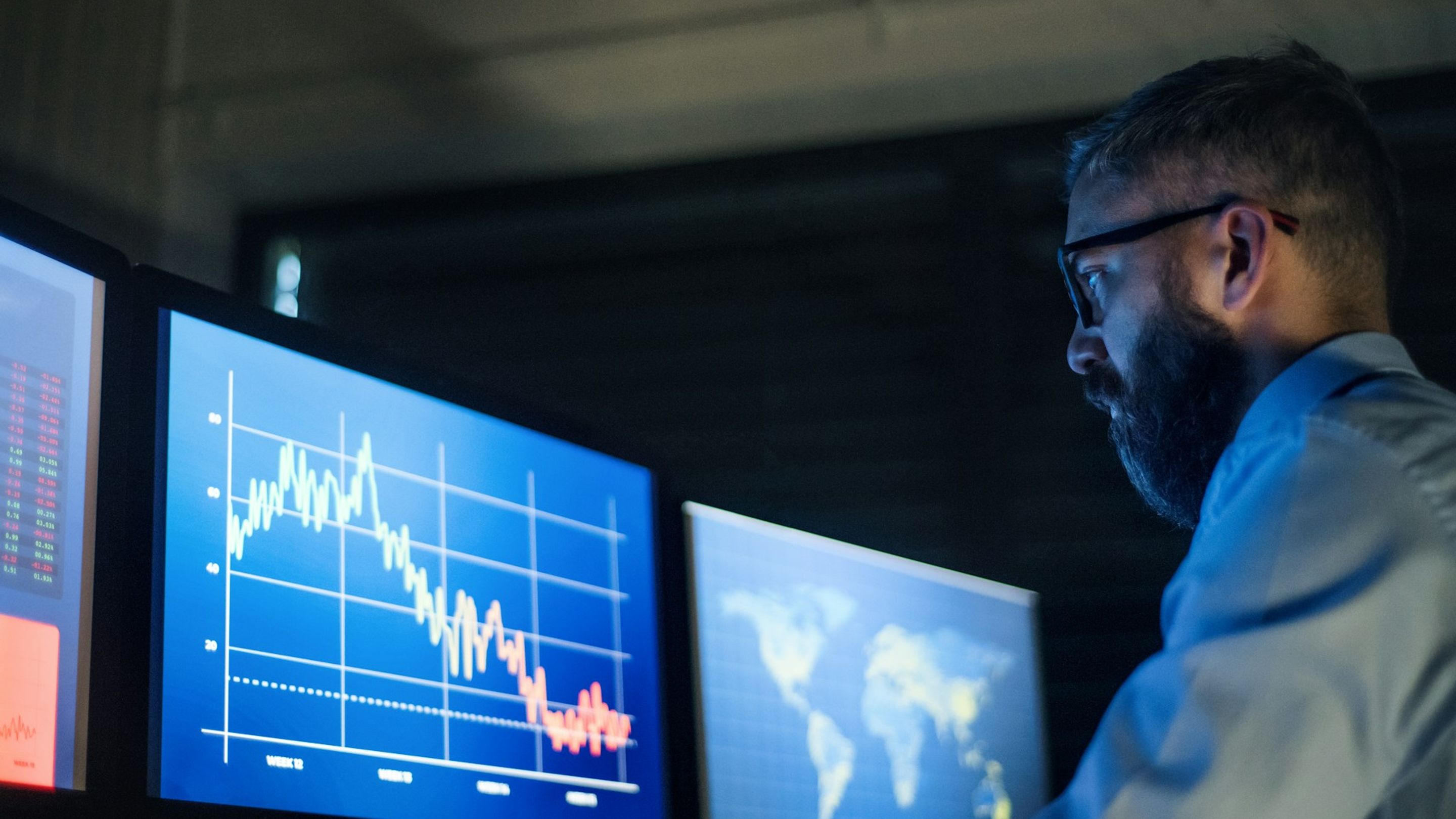 Person looking at graphs